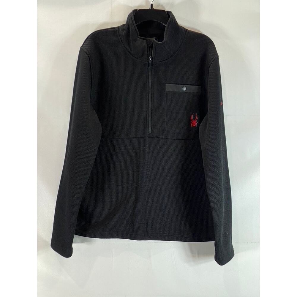 SPYDER Men's Black Medallion Half-Zip Pullover Stand-Collar Sweater SZ M - Picture 1 of 10